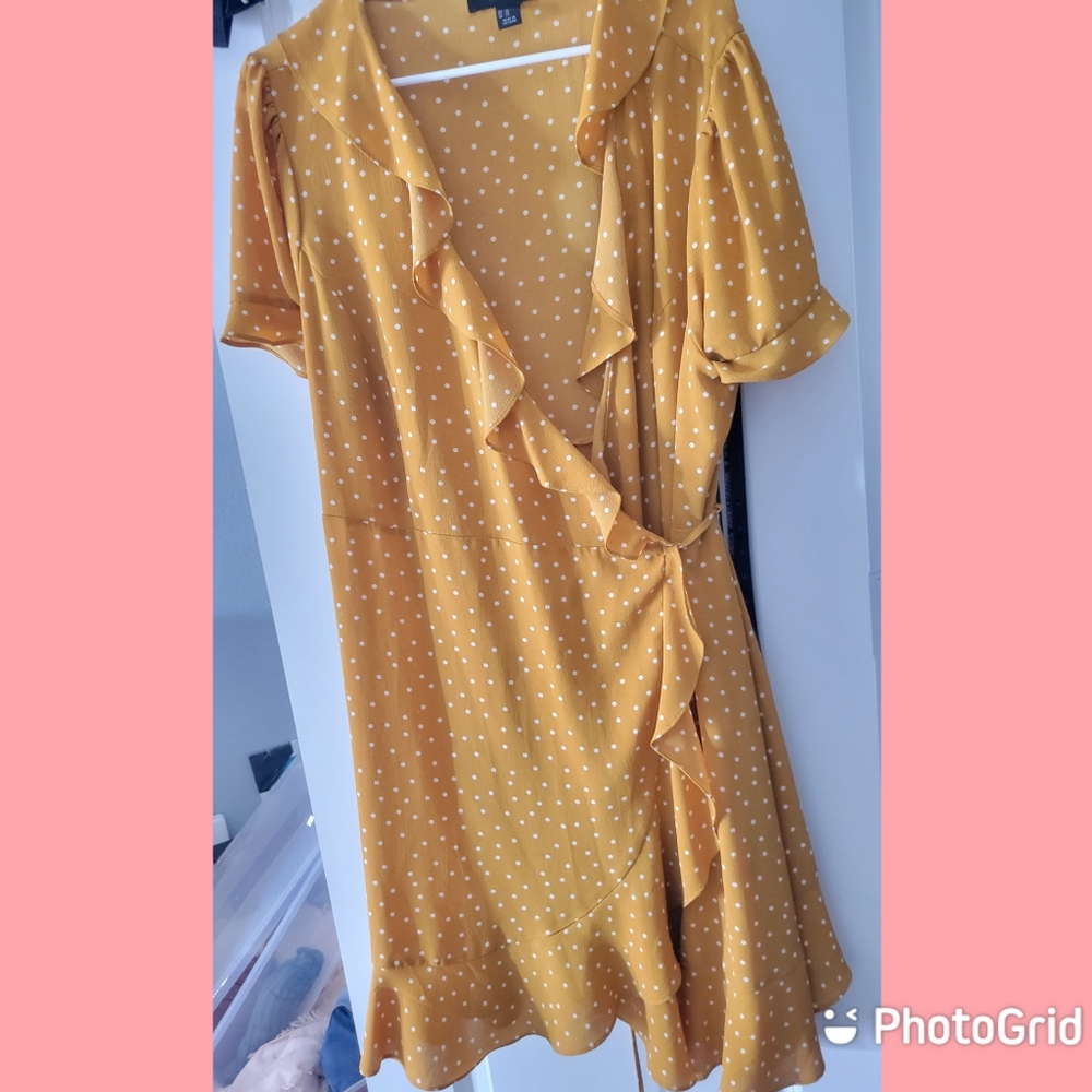 Yellow wrap dress